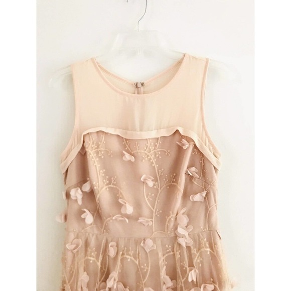 Anthropologie | Eva Franco Flutter Fleur Dress Size 4 Tulle Flower Petal Pink - Picture 6 of 11